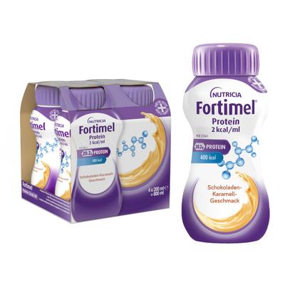 Fortimel Protein 2 kcal Schoko.-Karamell Trinknahr 4x200 ml Flüssigkeit