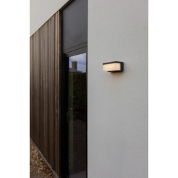 LED Solar-Hybrdid Außenwandleuchte Wandlampe Akku Dunkelgrau IP44 B 19,3 cm