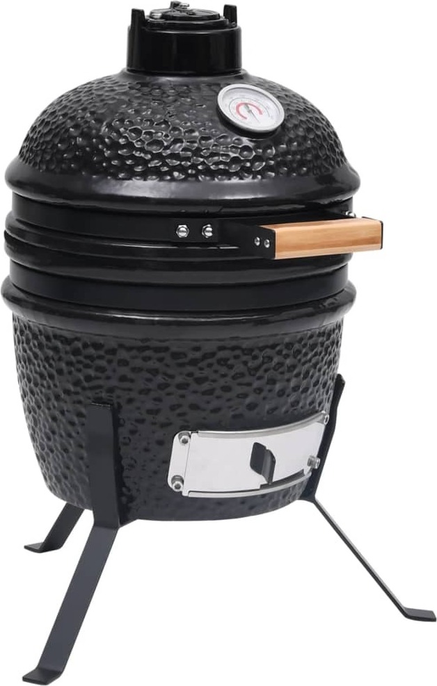 2-in-1 Kamado-Grill Smoker Keramik 56 cm Schwarz