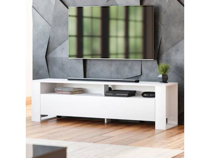 Meuble TV - Casa Olive - Emilia - Blanc - Contemporain - Rectangulaire