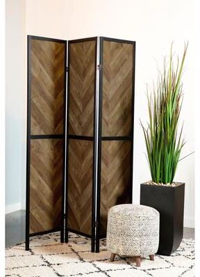 Coaster Marlene 3-Panel Room Divider Folding Screen Rustic Tobacco
