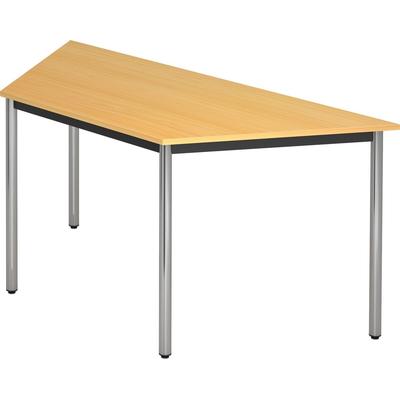 Hammerbacher Trapeztisch Rundfuß 160x69cm Buche/Chrom
