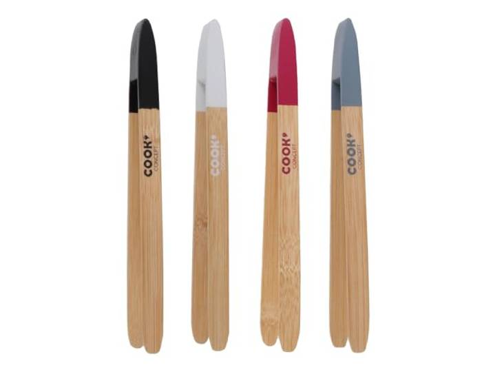 COOK CONCEPT Pince en Bambou Aimantée Bicolore Ustensile de Cuisine Marron Bambou\, pince aimantée\, design bicolore\, fixation support métallique\, toasts aliments\, coloris aléatoire\, marron