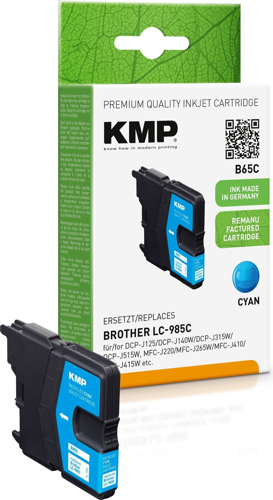 KMP Patrone Brother LC-985C Cyan Remanufactured 260 Pagina's