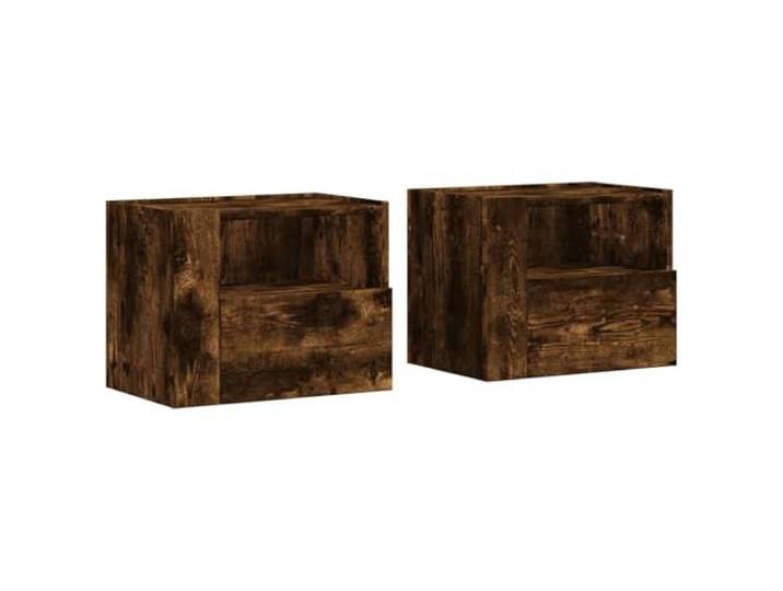 Fisinber Wandnachttisch 2er Set Räuchereiche 45x30x35 cm Schwebendes Design für Schlafzimmer und Wohnbereich. Aus pflegeleichtem Holzwerkstoff mit praktischer Schublade.