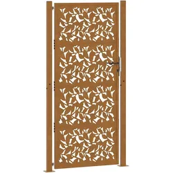vidaXL Gartentor 105x205 cm Wetterfester Stahl Blatt-Design
