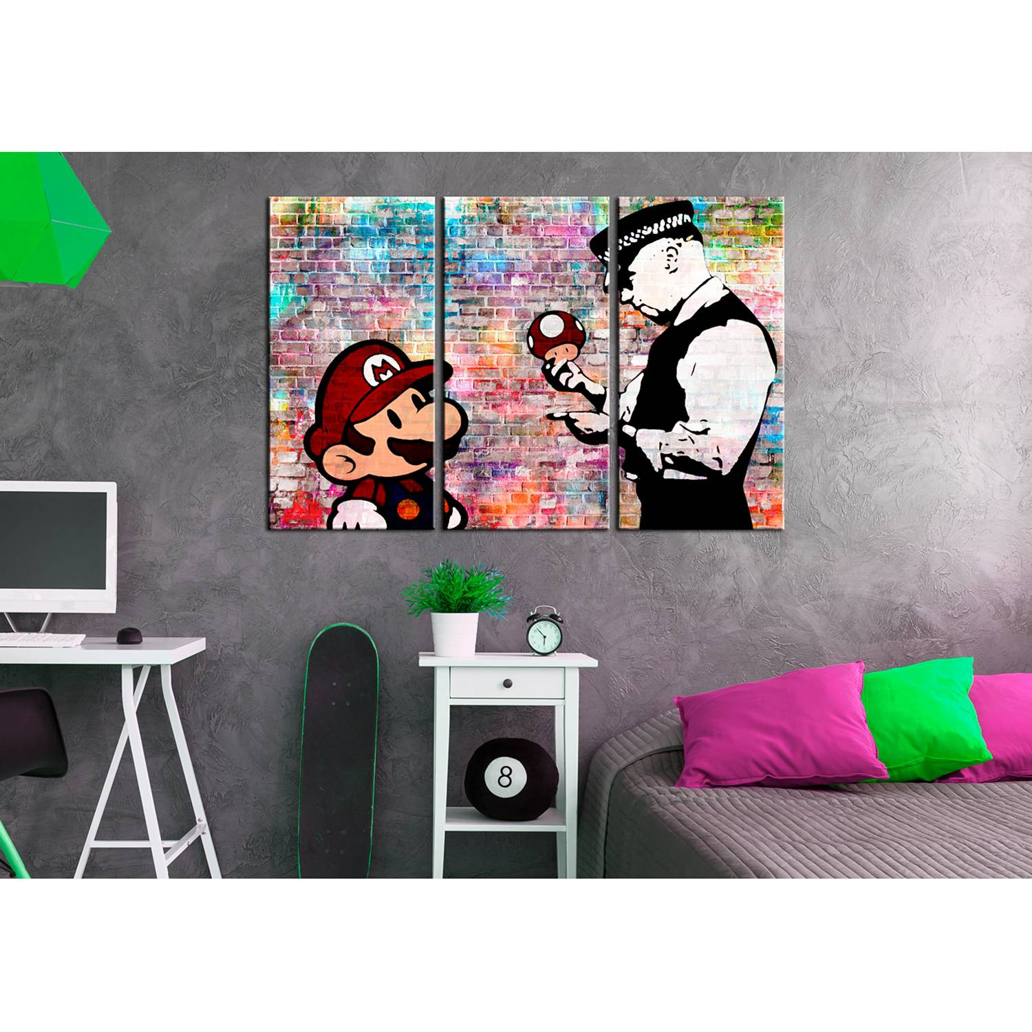 home24 Rainbow Brick abstracte wanddecoratie van hout en textiel, multicolor, 90 x 60 cm