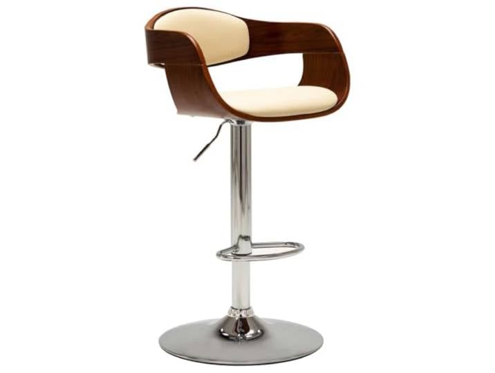 Barhocker Cremeweiß Bugholz Kunstleder mit Gasdruckfeder Verstellbar Verchromter Metallfuß, Fußstütze, ergonomisches Design, pflegeleichter Bezug, 110 kg Belastbarkeit