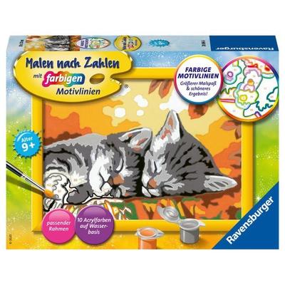CreArt, Malen nach Zahlen Kinder - Kätzchen im Herbst