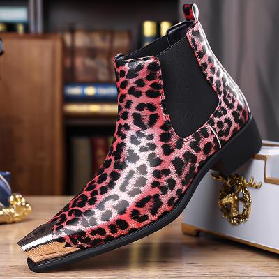 LightInthebox Men's Brown Leopard Print Chelsea Boots – Trendy and Bold Design, Ideal for Casual Wear, Street Style and Fashion-forward Occasions