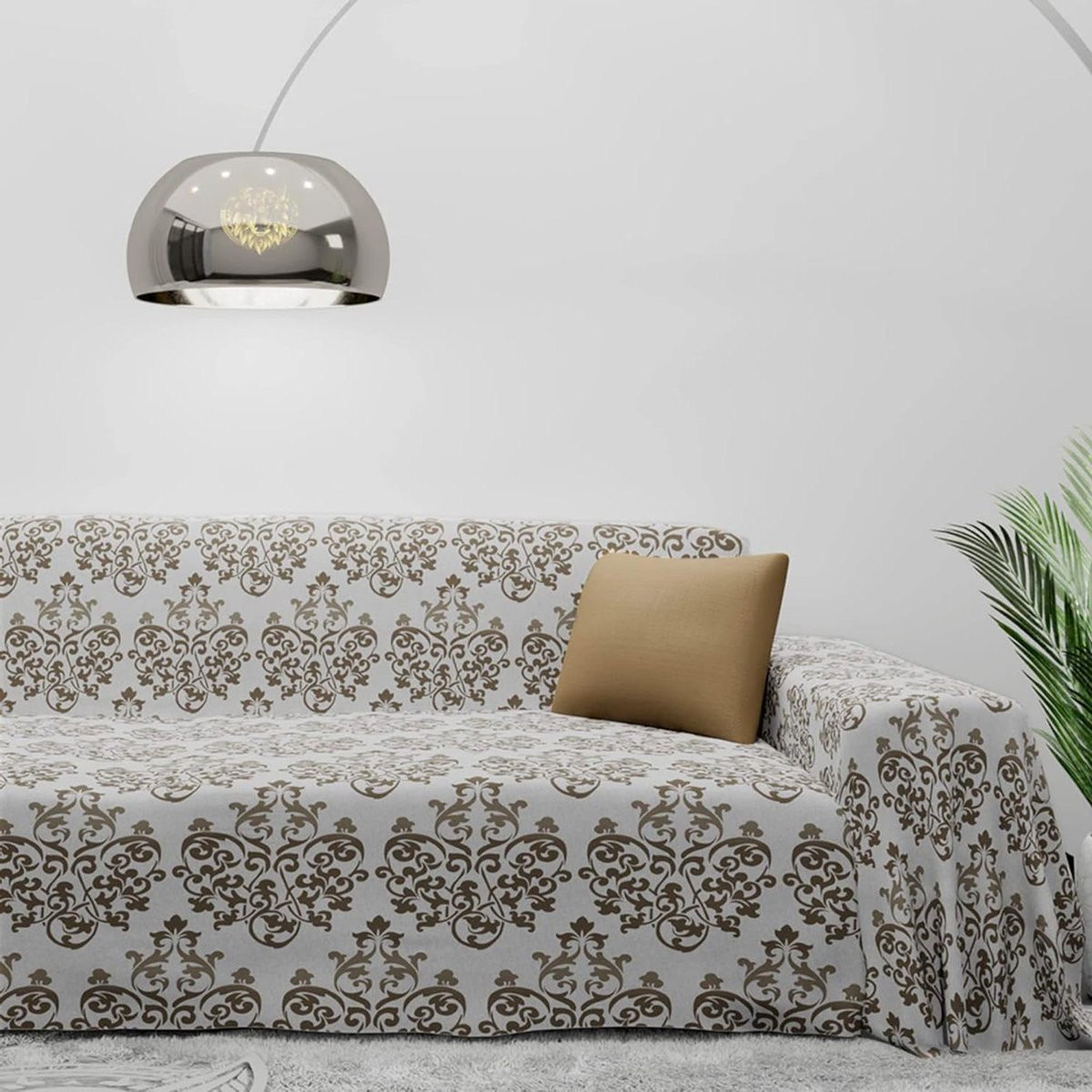 Sloof Bankhoes Katoen - 2-zits Sofa Cover - Damast Bruin - Katten- en Hondbestendig