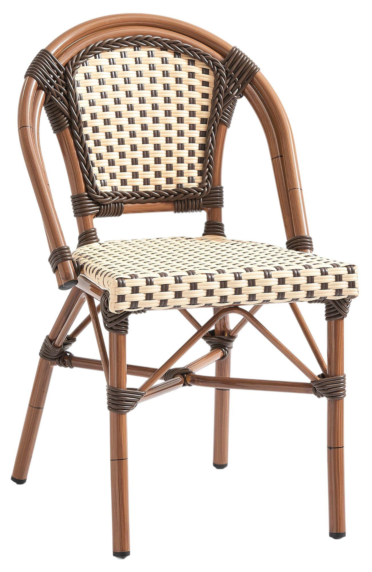 4er-Set KRETA | Französischer Rattanstuhl | Creme & Braun | Rattan/Bambus | Stapelbar | Bistro Rattanstuhl, Gastro Rattanstuhl, Outdoor Rattanstuhl, Terrassen Rattanstuhl