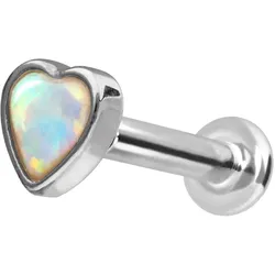 14 Karat Gold Labret mit Innengewinde SYNTHETISCHES OPALHERZ