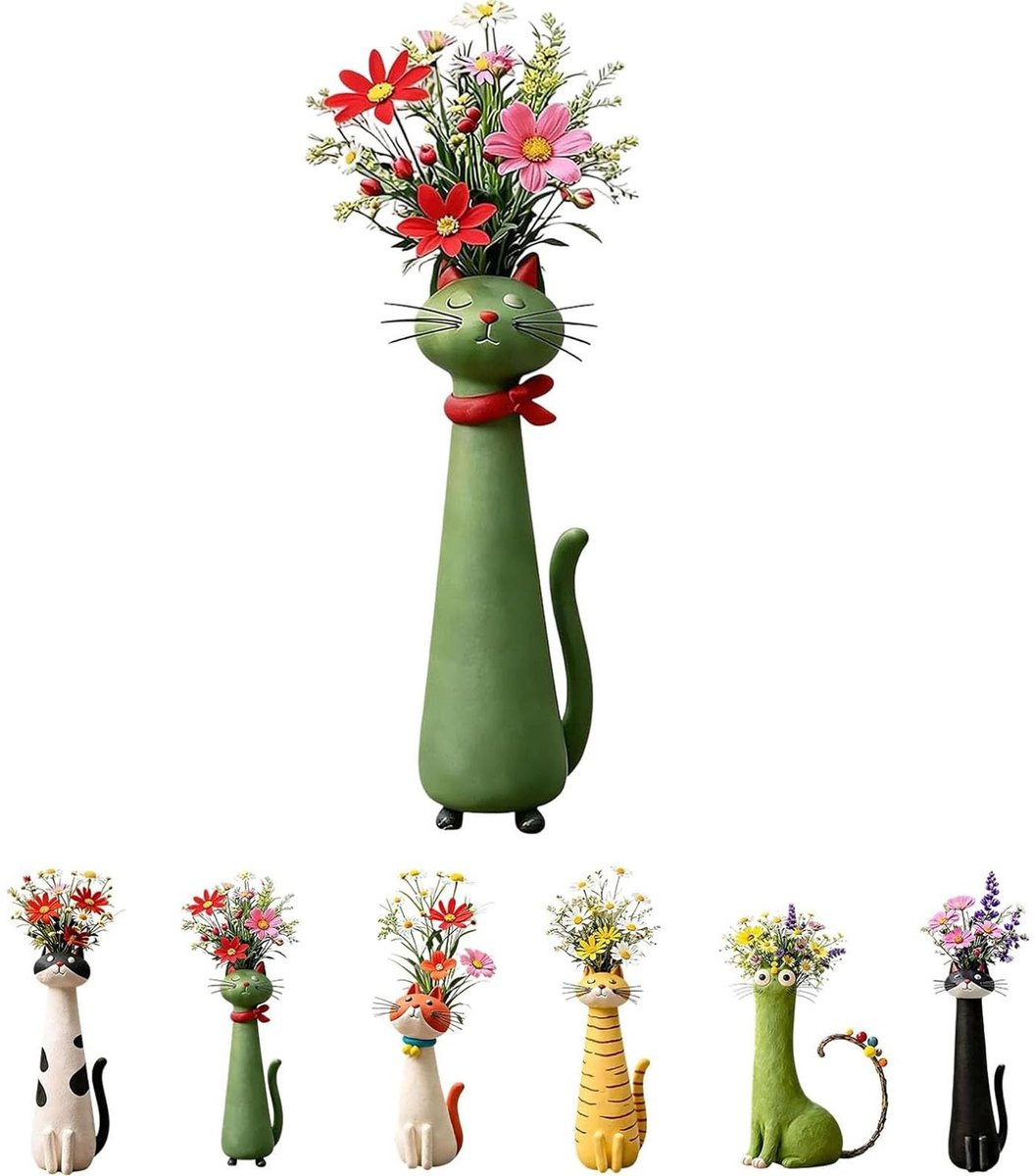 Handgemaakte Kattenvaas - Unieke Decoratieve Plantenhouder