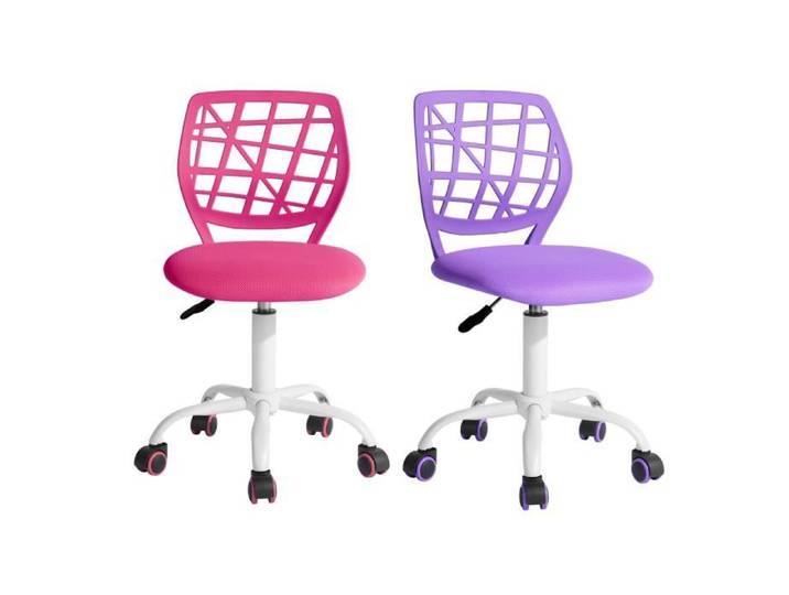 Chaise de bureau - FURNITURER - Lot de 2 - Pivotante - Réglable en hauteur - Siège en tissu (rose/violet)