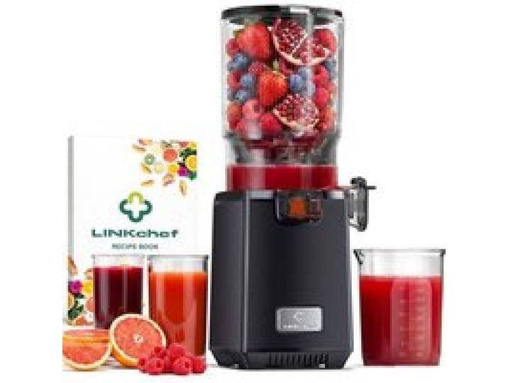 Extracteur de jus noir technologie SLOW COLD PRESS goulotte de 130 mm pour jus lait de noix et sorbet