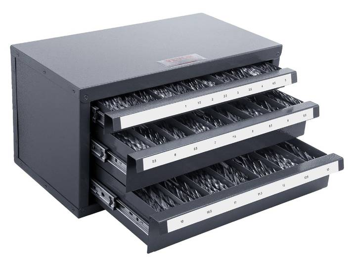 VEVOR Armoire pour distributeur de forets\, Organiseur de forets à trois tiroirs pour 1 mm à 13 mm\, Organiseur de forets en acier avec étiquettes\, Distributeur de forets empilable pour le rangement des forets