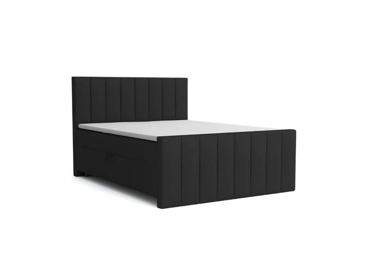 Deine Möbel 24 Boxbett FEN 180/200 Velours Schwarz mit Taschen-Federkernmatratzen 7 Zonen H4, H4, 180x200 cm, Schlafzimmer, Betten, Boxspringbetten