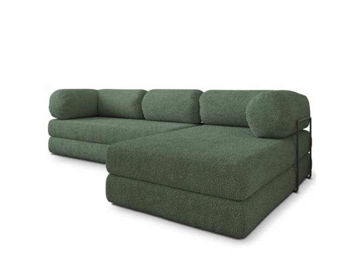 Masseno Schaumstoff-Ecksofas KELI mit Metallgestell, Modulares Schlafsofa aus Schaumstoff, Klappbares Bodensofa, Schlaffunktion, Ohne Montage - Grün, Quelle 37