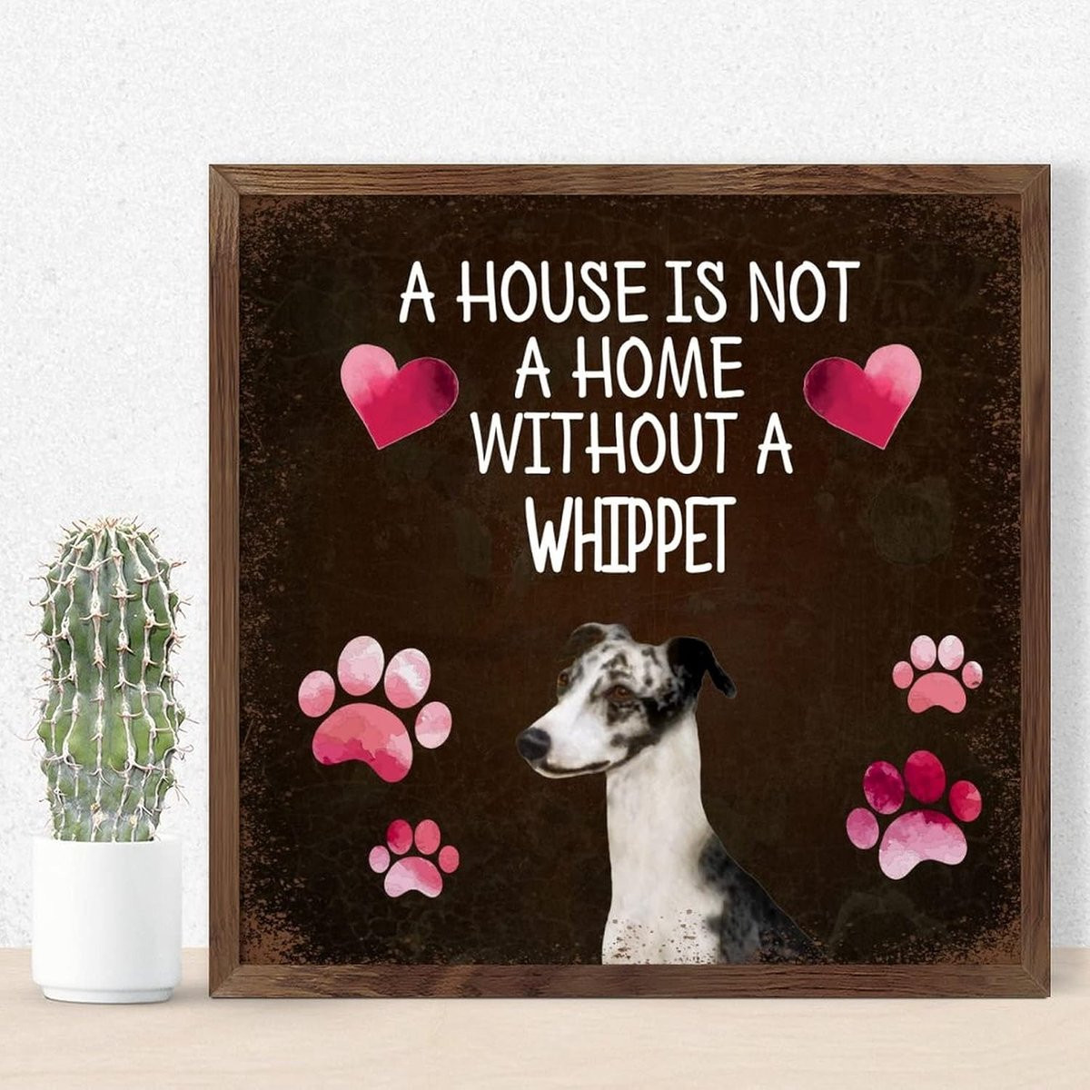Rustiek houten wandbord voor huisdecoratie met hondenmotief, 30 x 30 cm