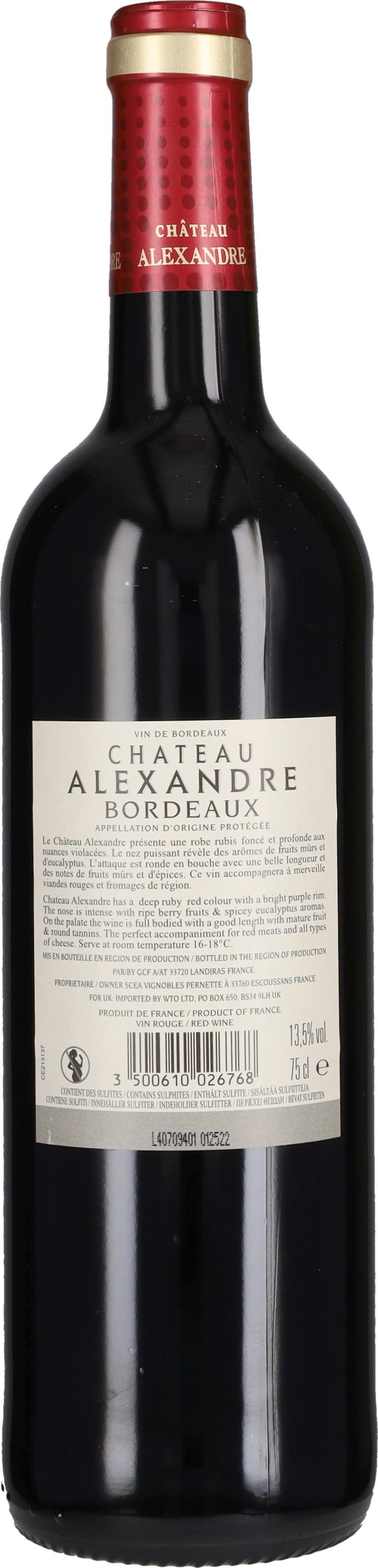 Bordeaux Rouge Chateau Alexandre 2022