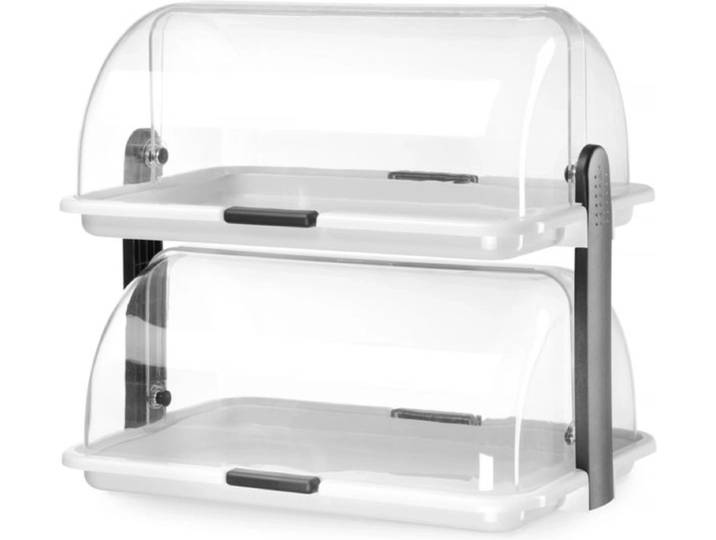 HENDI Dubbele roltop-presentatie – transparant – vaatwasmachinebestendig – 465x310x410 mm