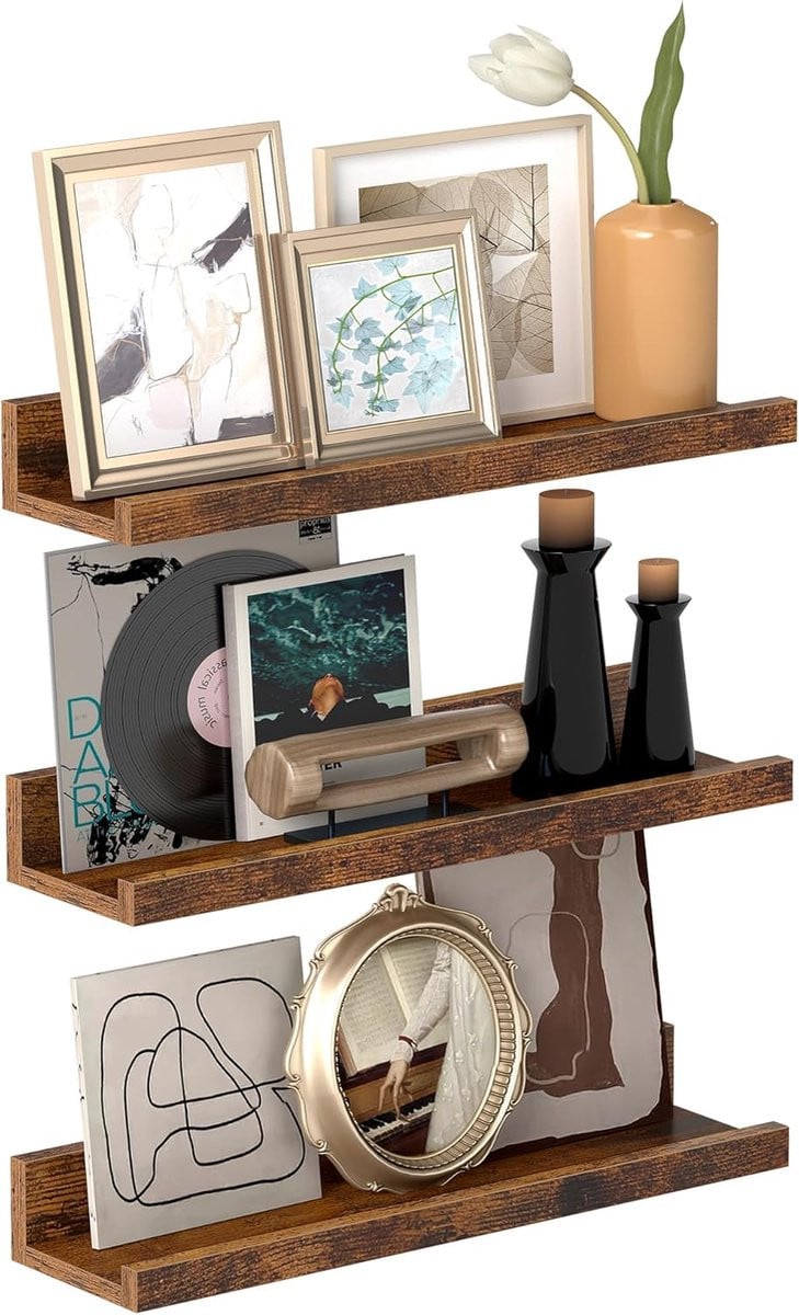 Houten hoekwandplank voor wandmontage in de keuken, badkamer of woonkamer