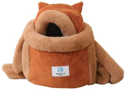 Uplift Picks Winter Warm Plush Cat Backpack Carrier For Outdoor Travel brown xl