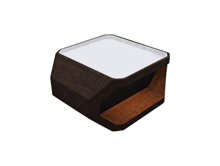 Sofa Dreams Couchtisch Asti, Strukturstoff Bezug in Braun, Akzentfarbe Kunstleder Schwarz