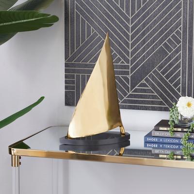 Studio 350 Venus William Collection Gold Marble Sail Boat Sculpture 17 x 12 x 6