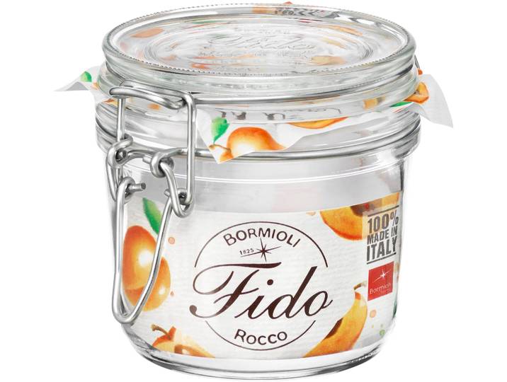 Vorratsglas BORMIOLI ROCCO Vorratsglas Fido 0,35l , transparent (klar), B:32cm H:9,7cm L:20,5cm Ø:8,3cm, Glas, Lebensmittelaufbewahrungsbehälter, Vorratsglas, gefriergeeignet, luftdicht verschließbar