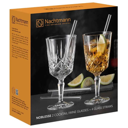 Nachtmann Noblesse Cocktail-/Weinglas 2er Set mit Glastrinkhalmen