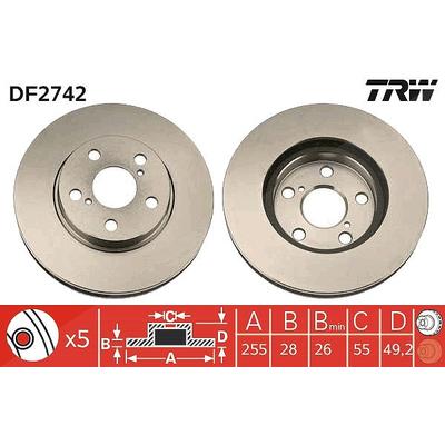 Trw Bremsscheibe [Hersteller-Nr. DF2742] für Toyota