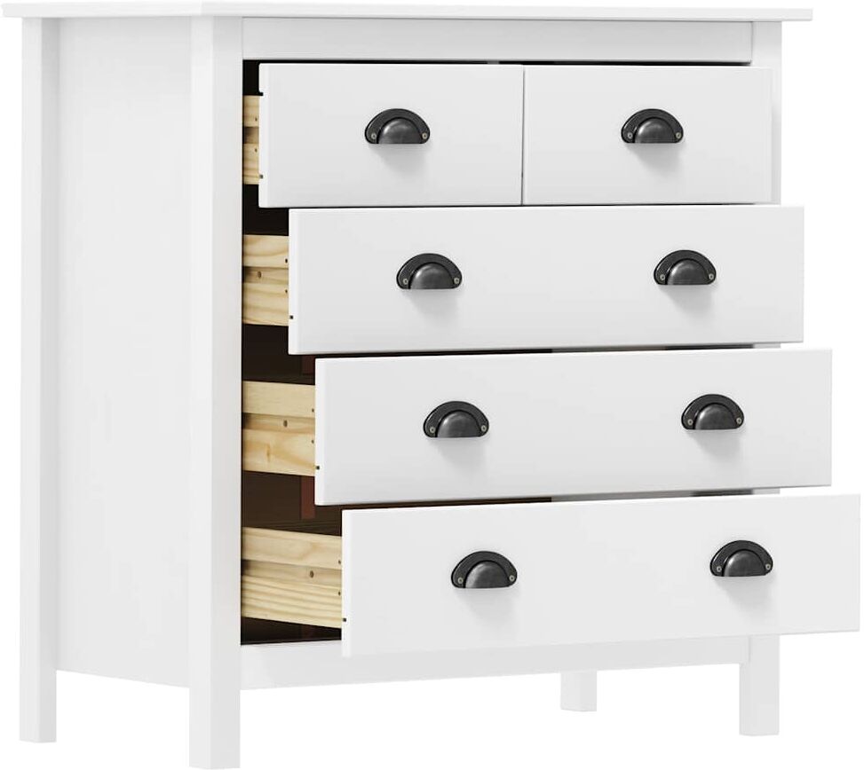 vidaXL Mesita de noche Hill madera maciza de pino blanco 79x40x80 cm Blanco
