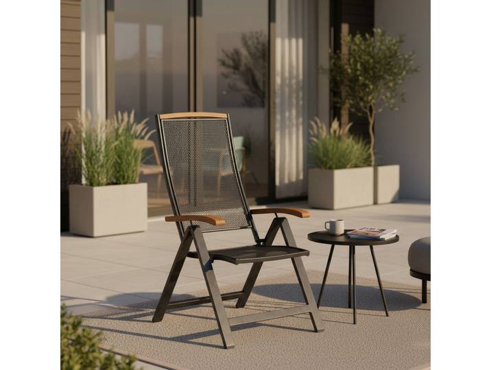Stylischer Gartenklappsessel Tilos B: 60cm Schwarz