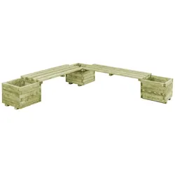 Helloshop26 - Gartenbank mit Pflanzkästen 196 cm imprägniertes Kiefernholz 02_0001365