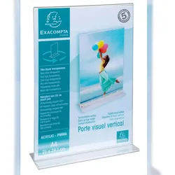 Exacompta 84158D 20x Tischaufsteller A4 T-Form Hochformat - Kristall