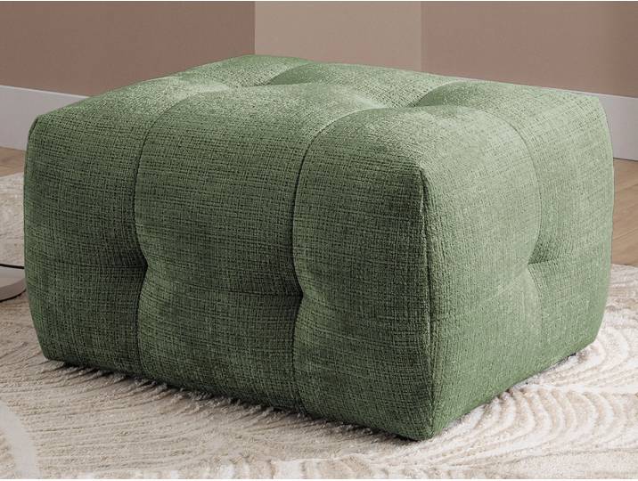 S-Style Möbel Kozy - komfortabler Hocker im Bumpy-Design aus weichem Chenille-Stoff - Grün