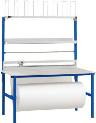 Rocholz Komplett-Packtisch I, inkl. Abrollvorrichtung und Schneidsystem, Arbeitsplatte B 1600 x T 800 mm, bis 100 kg
