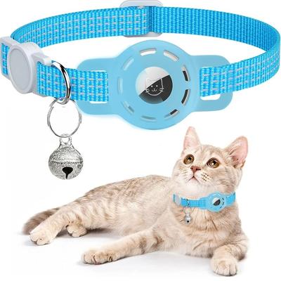 Uplift Essentials Reflective Pet Collar With Integrated Tracker Holder And Safety Breakaway Buckle blue