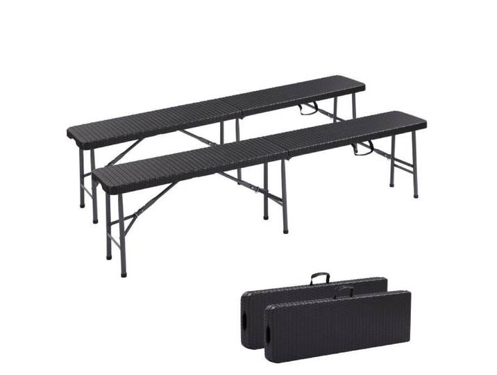AREBOS Banc Pliant 2 pièces Tente à bière Banc en rotin Optique Banc de Jardin Pliant