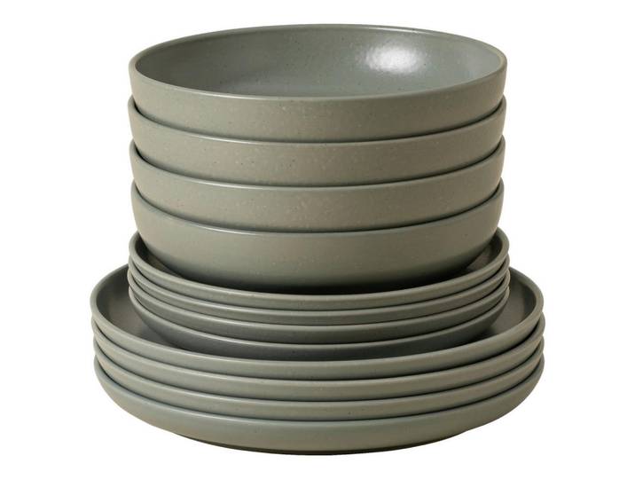 Costa Nova Kombiservice Pacifica, Salbeigrün, Keramik, 12-teilig, Handmade in Europe, Essen & Trinken, Geschirr, Geschirr-Sets, Kombiservice