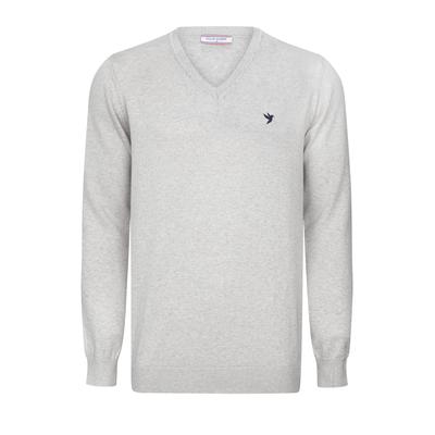 V-Ausschnitt-Pullover FELIX HARDY "Pullover mit V-Ausschnitt", Herren, Gr. L, grau, 100% Baumwolle, Pullover