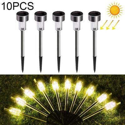 Inspired Deals 10PCS Solar Garden Lights IP65 Waterproof Stainless Steel LED Pathway Lighting warm White
