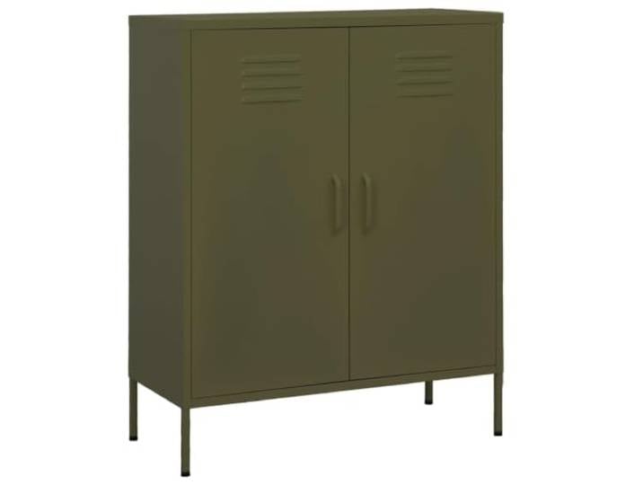 KGHFDVB Beistellschrank Olivgrün 80x35x101,5 cm Stahl Robust, Höhe Verstellbar, 2 Türen, Einlegeböden, Vielseitig für Bücher Und Zeitschriften