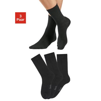 Socken BENCH. "Damen Wollsocken; Basic mit weichem Gummibund, Wandersocken", Damen, Gr. 39-42, schwarz (3x schwarz), Elasthan, Polyamid, Wolle, unifarben, elastisch, Socken Socken, Damensocken aus flauschigem Material mit wärmender Wolle