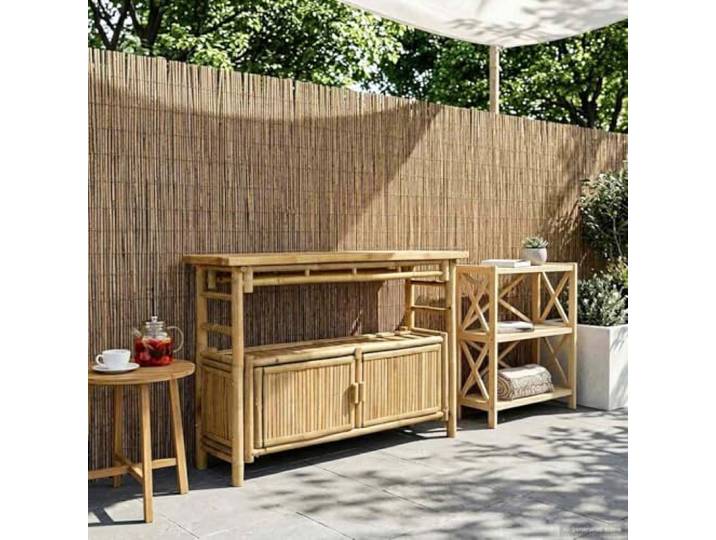 smnyxs Konsolentisch, Natur, Bambus, mit Regalen, 110 x 35 x 75 cm Robuster Bambus, warme Verarbeitung, optimierte Aufbewahrung, minimalistischer Stil, Verwendung im Innen- und Außenbereich