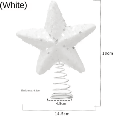 Inspire Picks Pentagram Christmas Tree Star Topper Ornament white