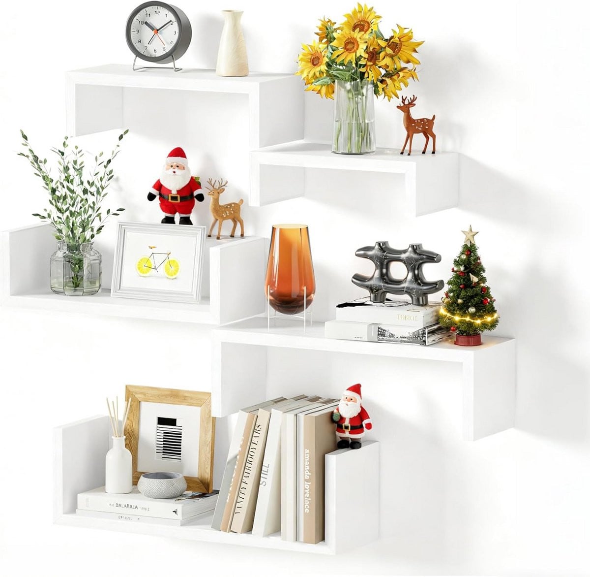 Set van 5 Zwevende Wandplanken - Wit