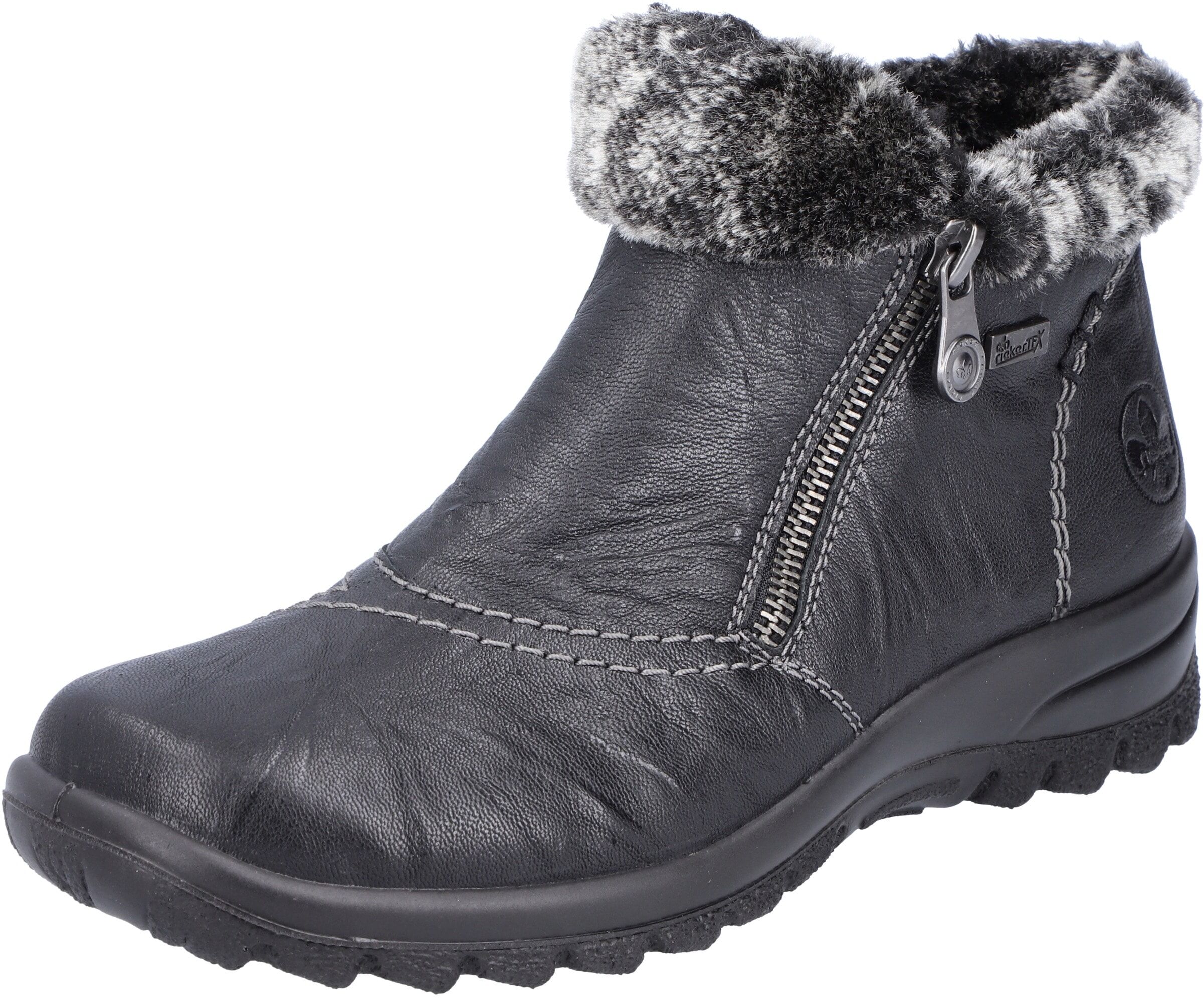 Winterboots RIEKER, Damen, Gr. 40, Warmfutter, schwarz, Leder, Schuhe Winterboots, mit Rieker-TEX-Membran schwarz 40, Warmfutter